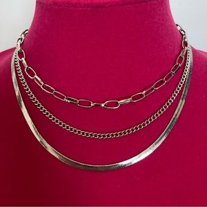 Triple Layered Necklace Adjustable | Silver Tone | New No Tags
